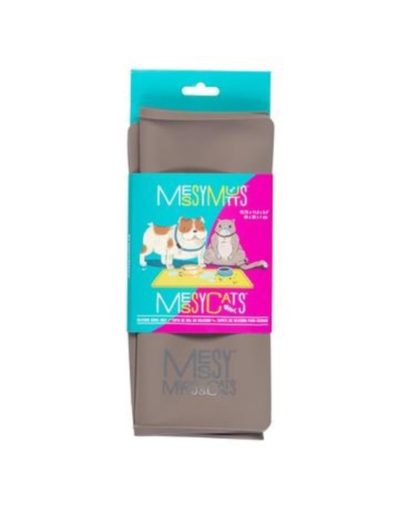 Messy Mutts z Messy Mutts Silicone Mat | Bowl Mat with Raised Edge / Grey 16" x 12"