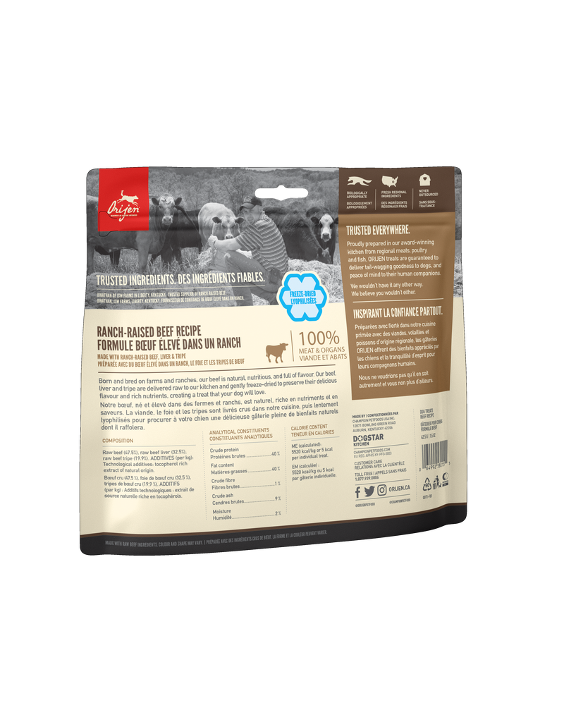 Orijen Freeze Dried Dog Treats Ranch Raised Beef 3.25 oz