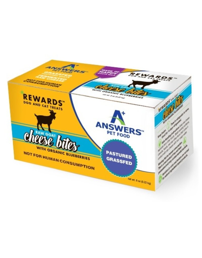 Answer's Pet Food Answers Rewards Raw Goat Cheese Treats Blueberries 8 oz (*Frozen Products for Local Delivery or In-Store Pickup Only. *)