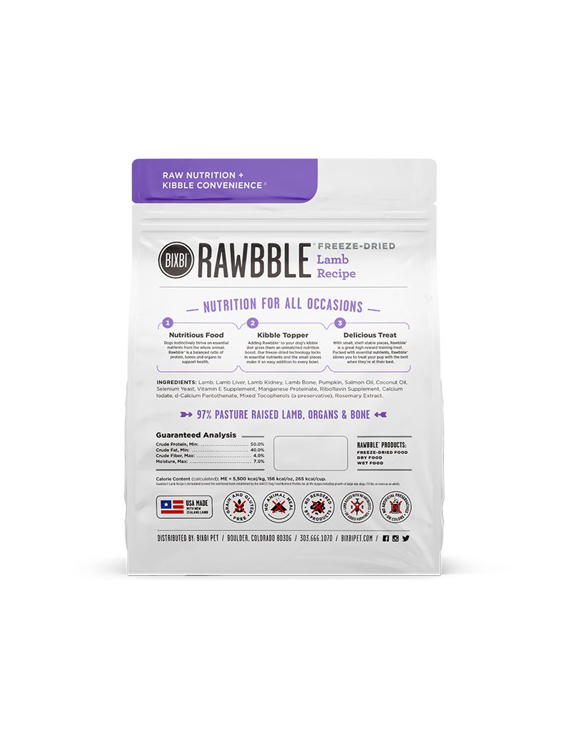 Bixbi Bixbi Freeze Dried Rawbble Lamb 4.5 oz