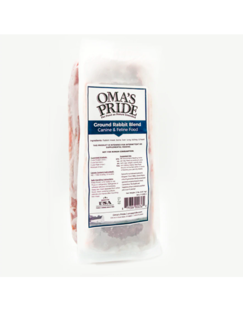 Oma's Pride Oma's Pride O'Paws Dog Raw Frozen Ground Rabbit 2 lb CASE (*Frozen Products for Local Delivery or In-Store Pickup Only. *)