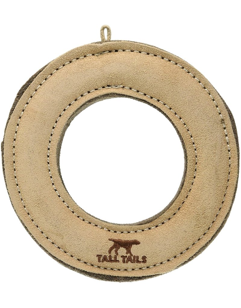 Tall Tails Tall Tails Dog Toy | Natural Leather & Wool Ring 7 in