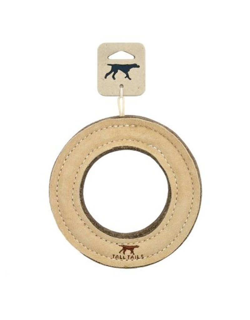 Tall Tails Tall Tails Dog Toy | Natural Leather & Wool Ring 7 in