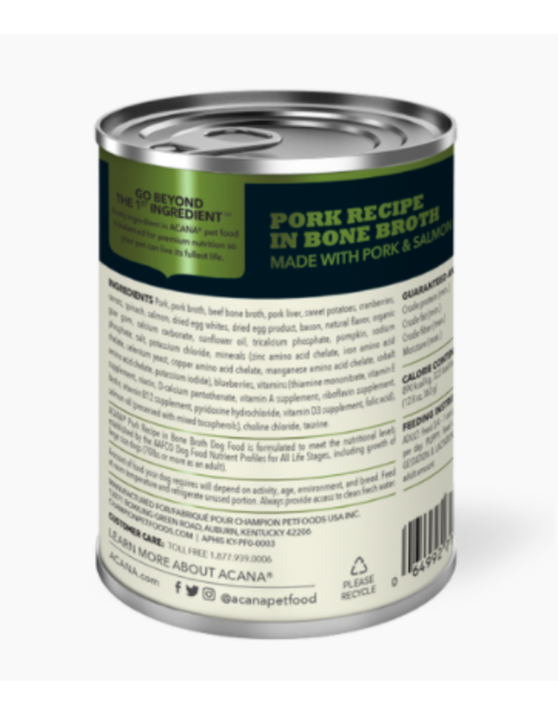 Acana Acana Canned Dog Food | Pork Recipe 12.8 oz CASE