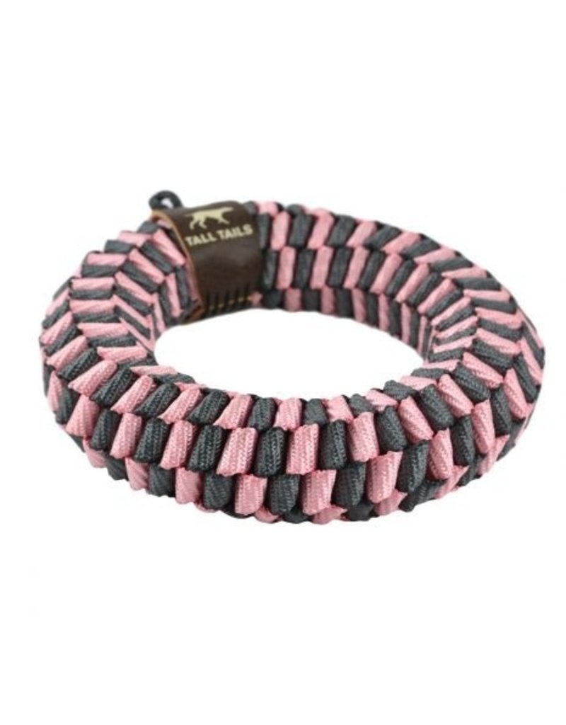 Tall Tails Tall Tails Dog Toy Braided Ring Pink & Charcoal 6 in
