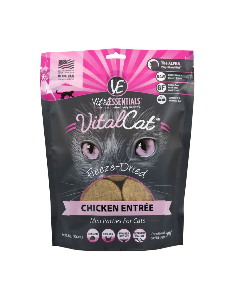 Vital Essentials DISC Vital Essentials Cat Freeze Dried Food Mini Patties Chicken Entree 8 oz