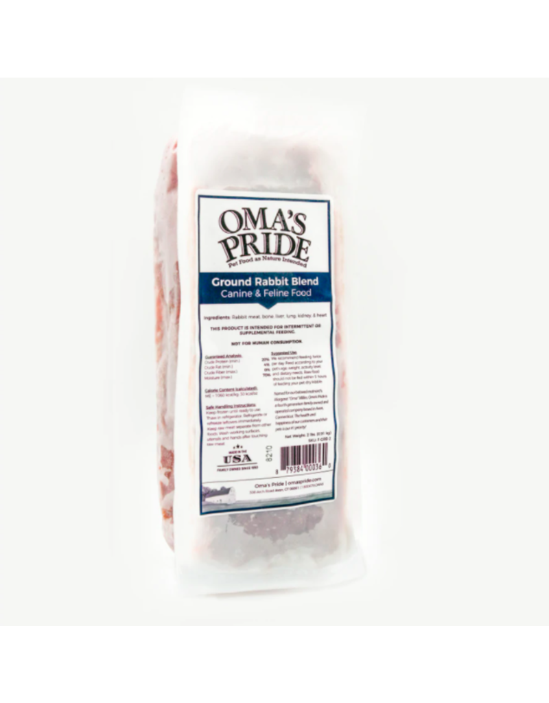 Oma's Pride Oma's Pride O'Paws Dog Raw Frozen Ground Amish Rabbit Blend 2 lb CASE (*Frozen Products for Local Delivery or In-Store Pickup Only. *)