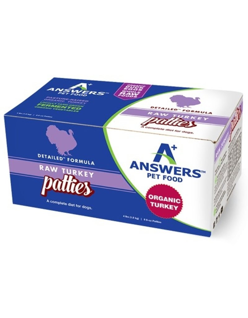 Answer's Pet Food DISC Answers Frozen Dog Food  Detailed Turkey 8 oz Patties 4 lbs (*Frozen Products for Local Delivery or In-Store Pickup Only. *)