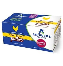 Answer's Pet Food Answers Frozen Dog Food CASE Detailed Chicken 8 oz Patties 4 lbs (*Frozen Products for Local Delivery or In-Store Pickup Only. *)