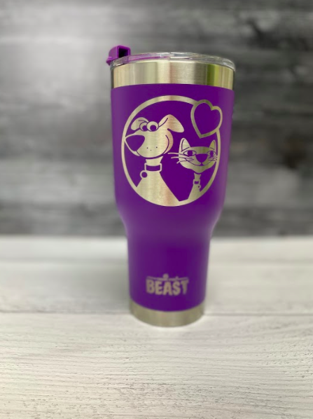 The Pet Beastro Tumbler  Cat Mom Purple Heart Logo - The Pet