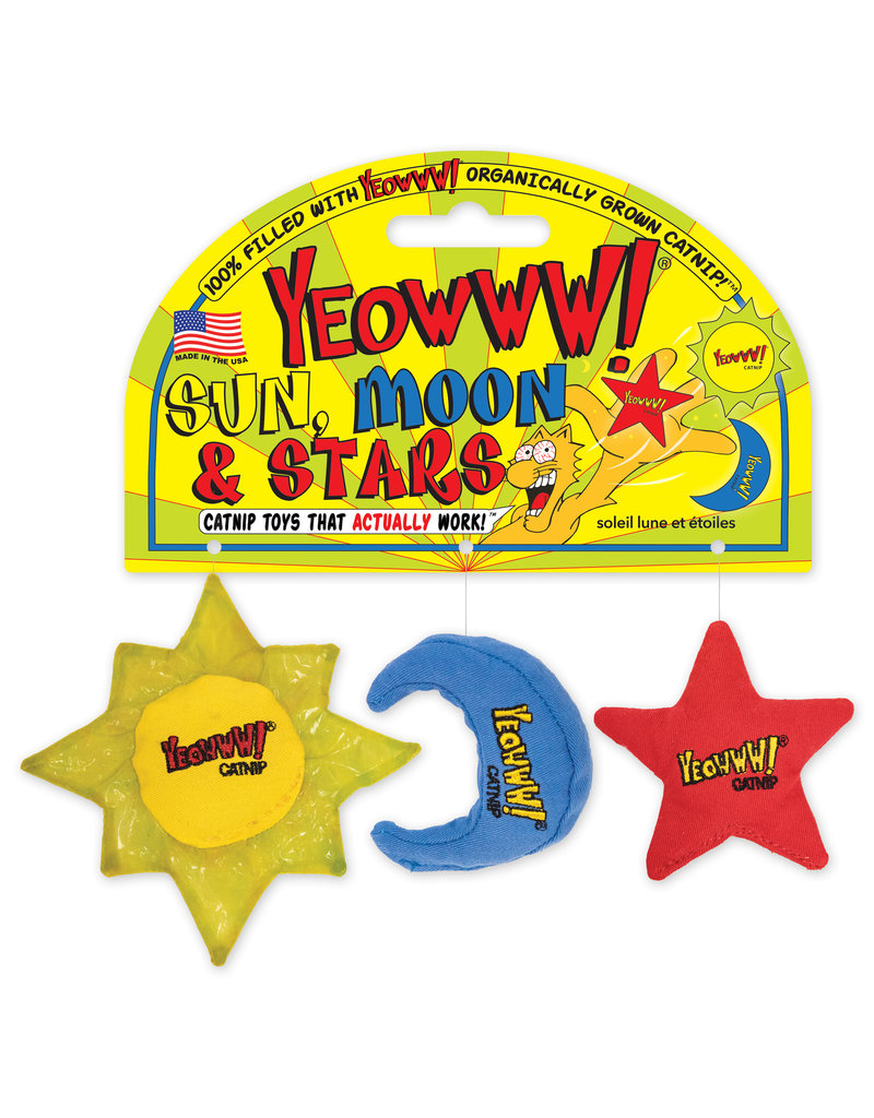 Yeowww! Yeowww! Cat Toys Sun Moon and Stars 3 pk