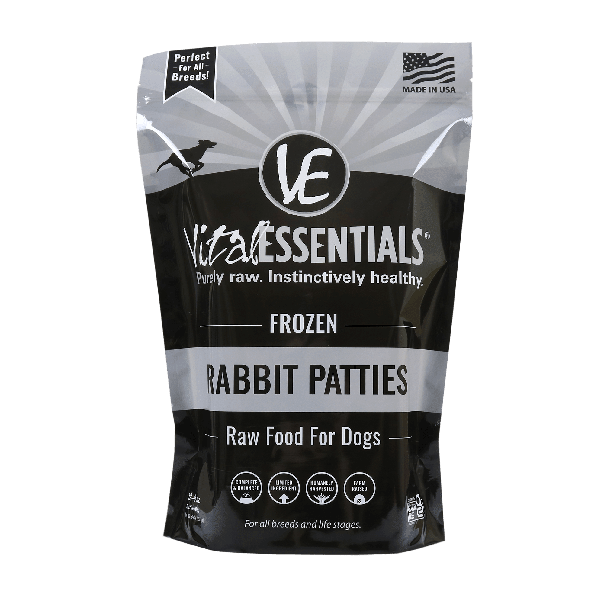 Vital Essentials Frozen Dog Food Rabbit Patties 6 lb - The Pet