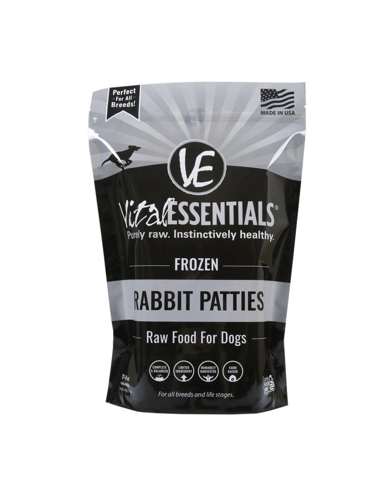 Vital Essentials The Pet Beastro Vital Essentials Frozen Dog Food 8 oz Rabbit Patties 6 lbs CASE All-Natural Dog Food for Raw Feeding and High-Protein Diets Limited-Ingredient (*Frozen Products for Local Delivery or In-Store Pickup Only. *)