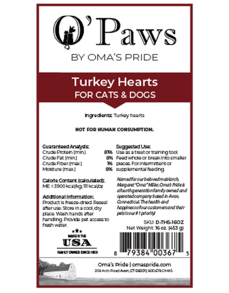 Oma's Pride Oma's Pride Freeze Dried Treats | Turkey Hearts 16 oz