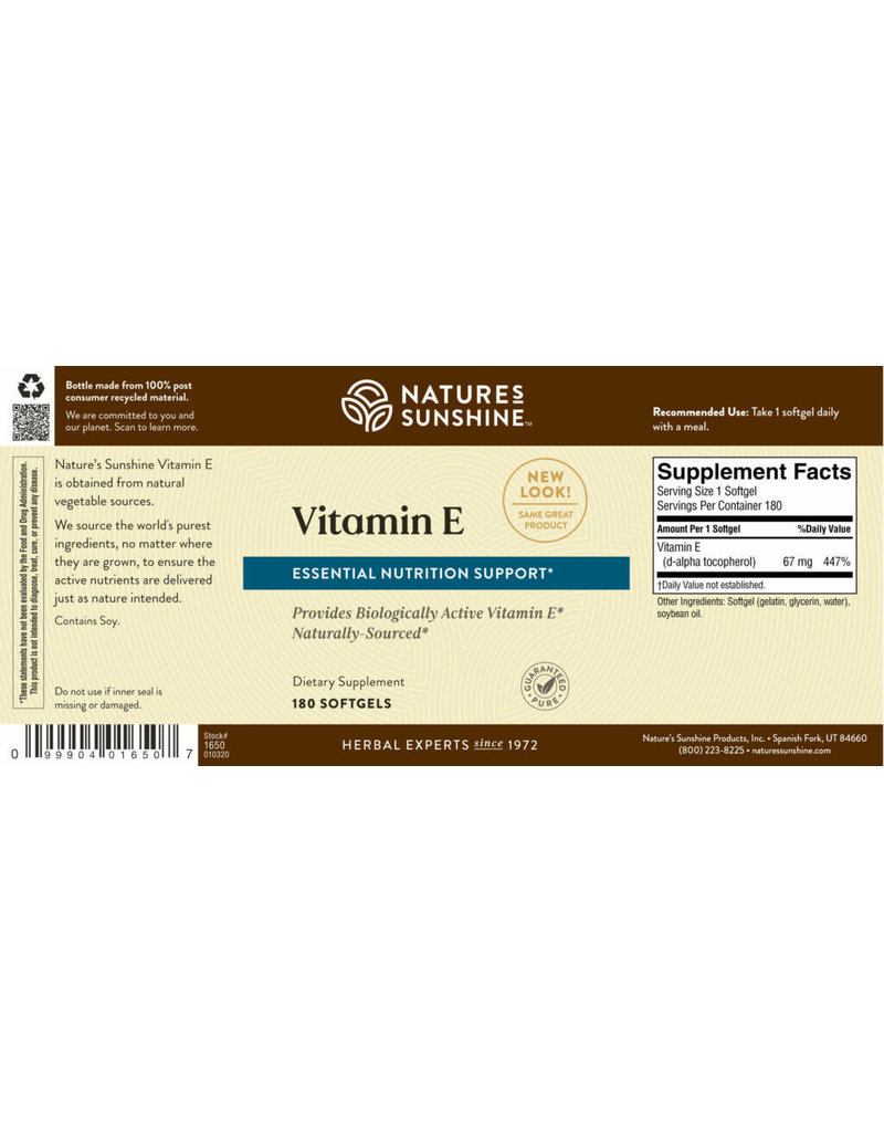 Nature's Sunshine Nature's Sunshine Supplements Vitamin E 180 capsules