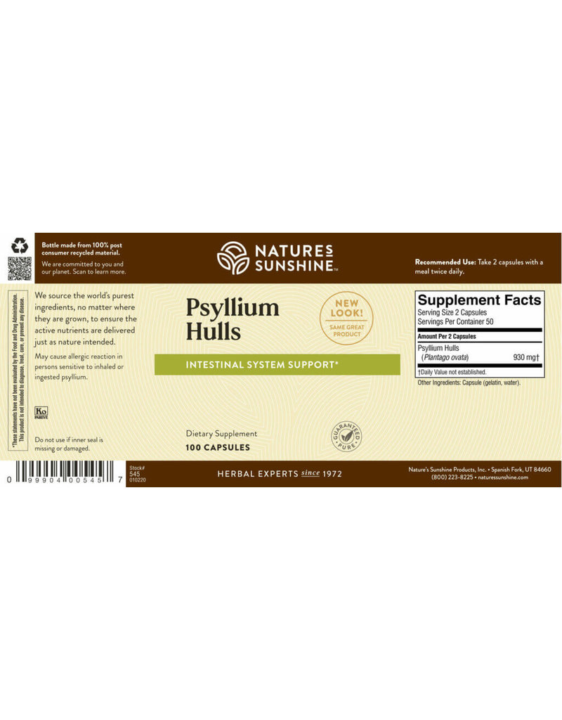 Nature's Sunshine Nature's Sunshine Supplements Psyllium Hulls 100 capsules