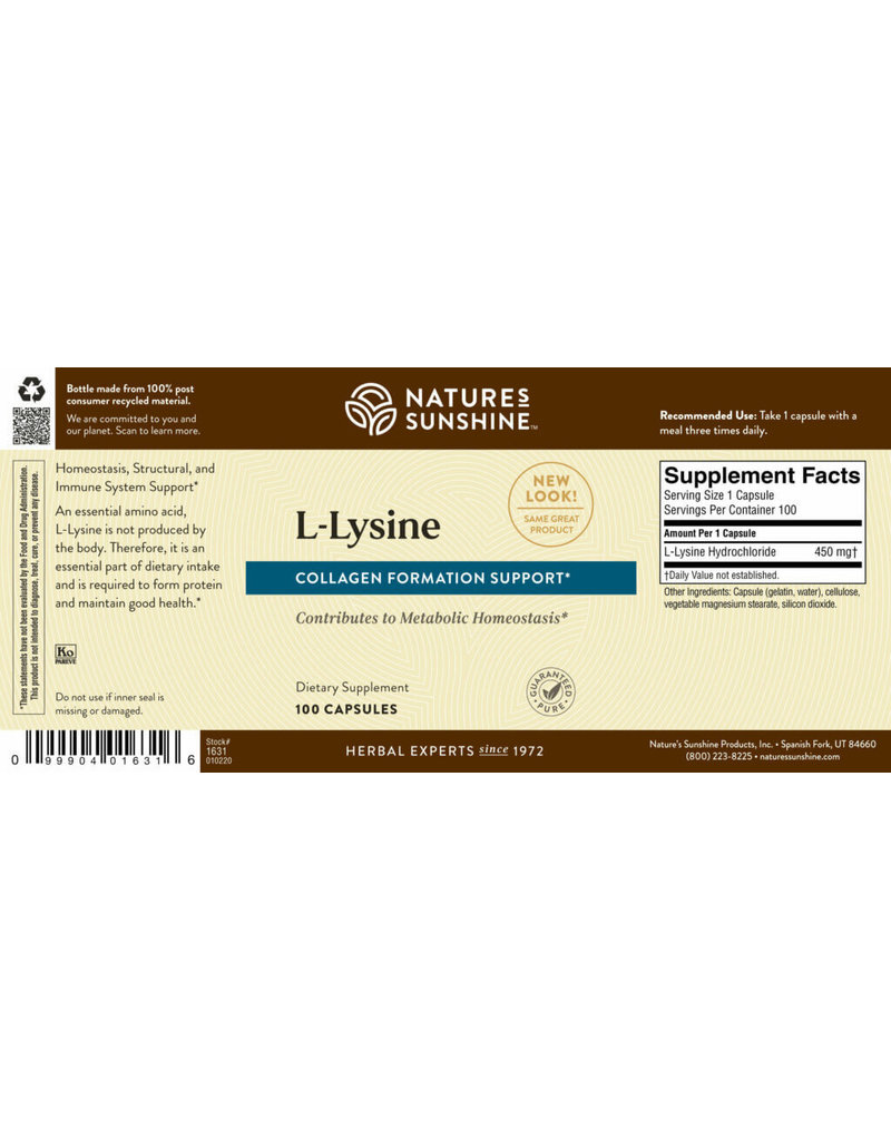 Nature's Sunshine Nature's Sunshine Supplements L-Lysine 100 capsules
