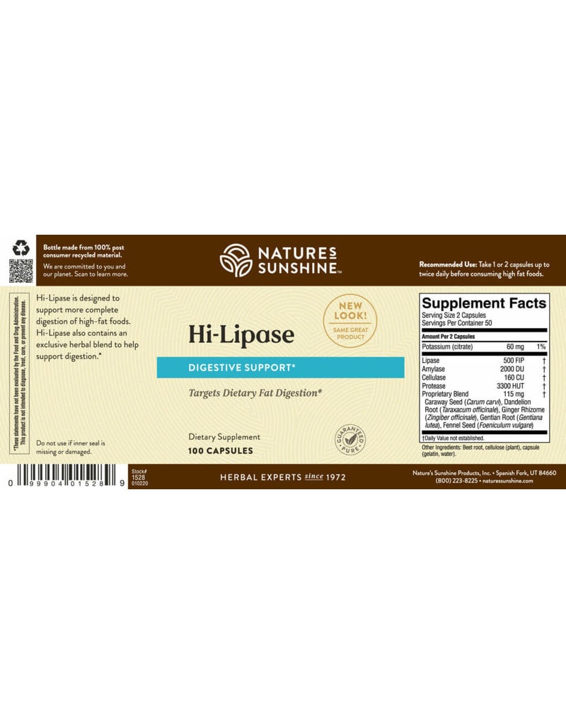 Nature's Sunshine Z Nature's Sunshine Supplements Hi-Lipase 100 capsules