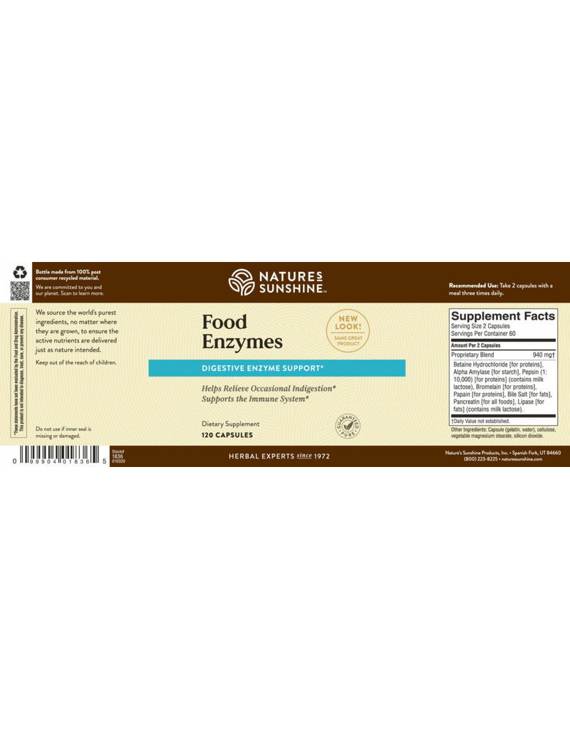 Nature's Sunshine Nature's Sunshine Supplements Food Enzymes 120 capsules