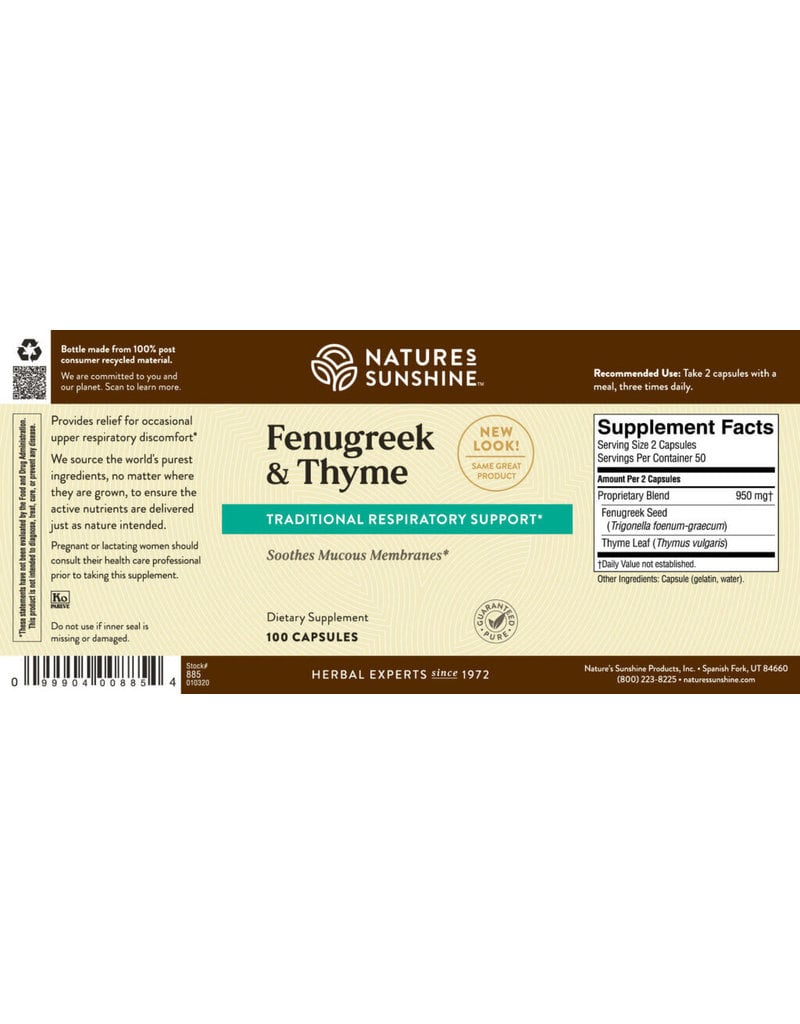 Nature's Sunshine Nature's Sunshine Supplements Fenugreek & Thyme 100 capsules