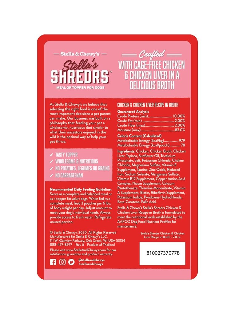 Stella & Chewy's Stella & Chewy's Shredrs Dog Pouches | Chicken & Chicken Liver 2.8 oz CASE