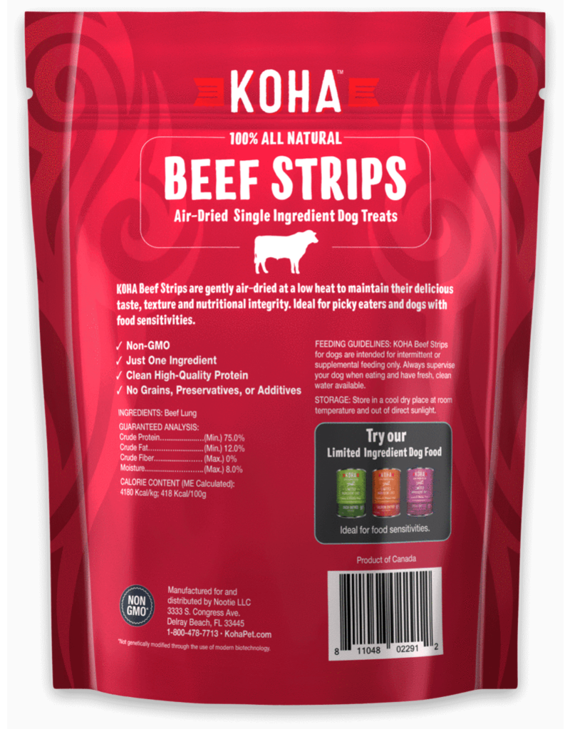 Koha Koha Air Dried Dog Treats | Beef Strips 3.25 oz