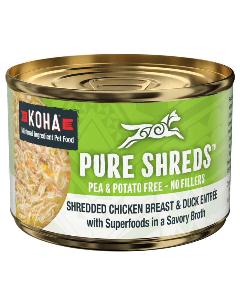Koha Koha Pure Shreds Canned Dog Food | Chicken & Duck 5.5 oz CASE