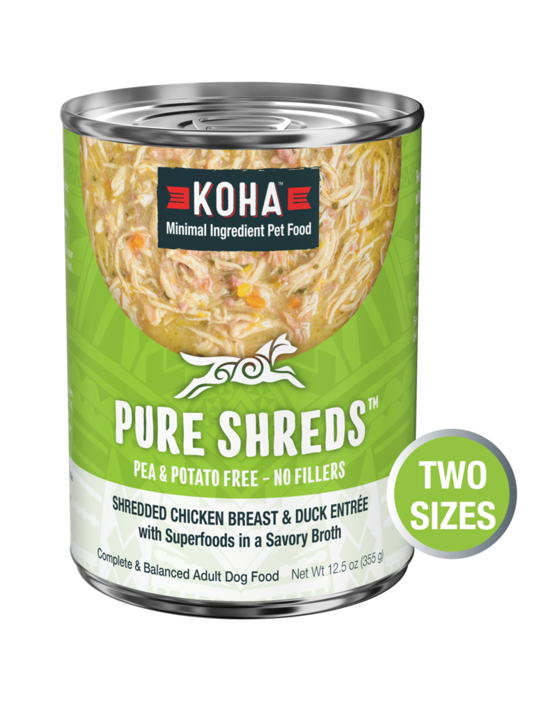 Koha Koha Pure Shreds Canned Dog Food | Chicken & Duck 12.5 oz single