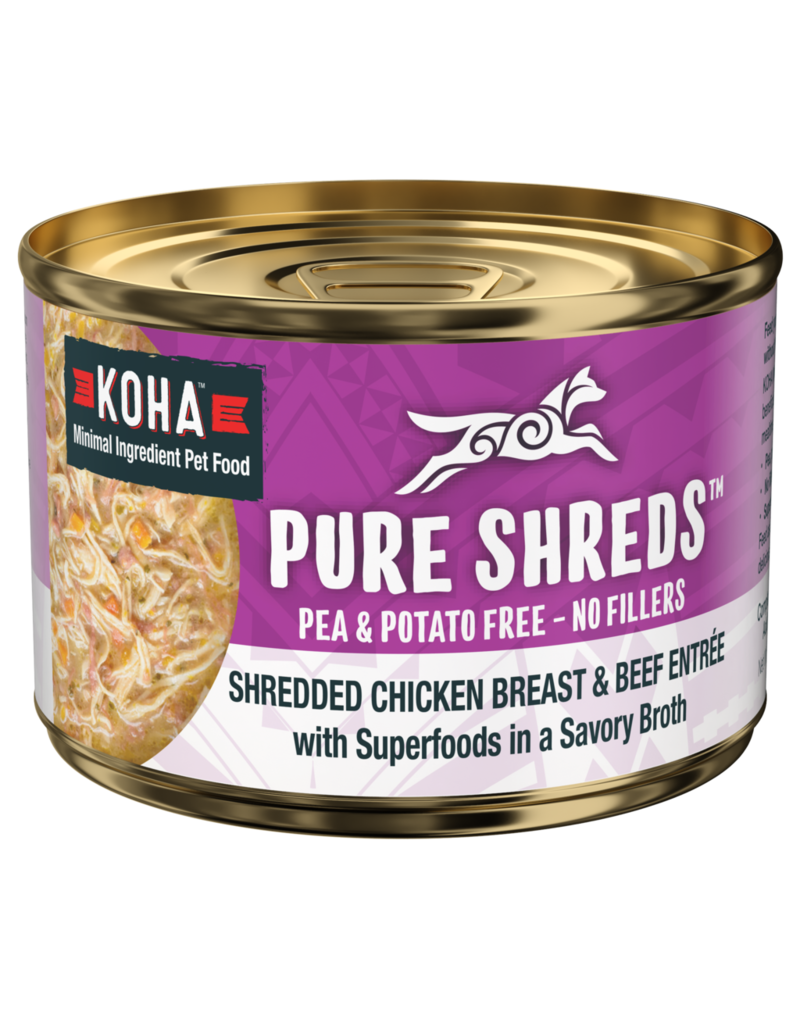 Koha Koha Pure Shreds Canned Dog Food | Chicken & Beef 5.5 oz CASE