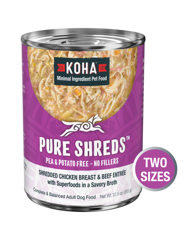 Koha Koha Pure Shreds Canned Dog Food | Chicken & Beef 12.5 oz single