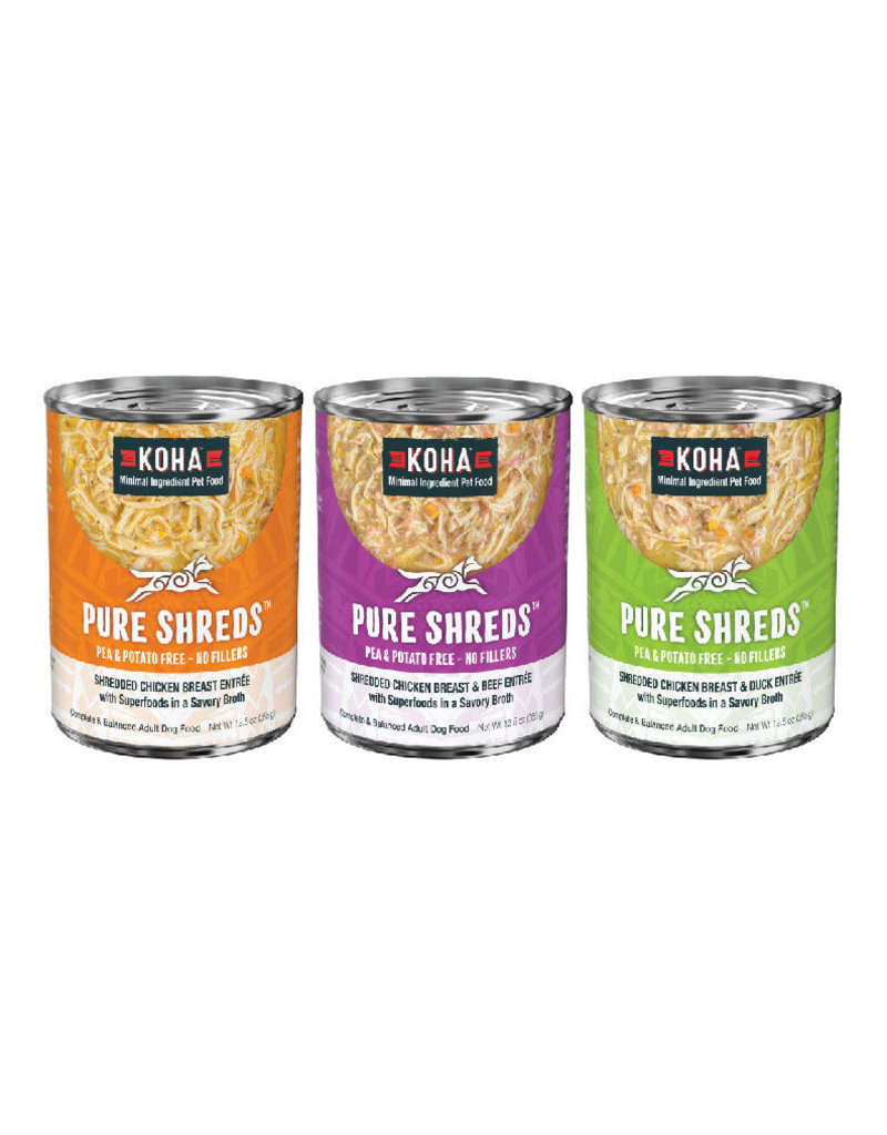 Koha Koha Pure Shreds Canned Dog Food | Chicken & Beef 12.5 oz CASE