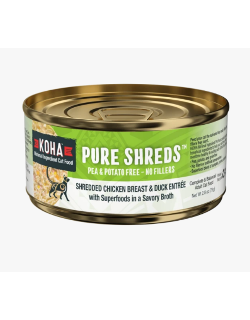 Koha Koha Pure Shreds Canned Cat Food | Chicken & Duck 5.5 oz CASE
