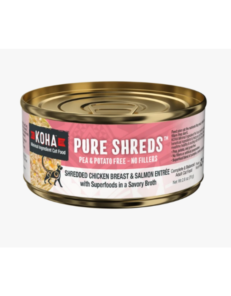 Koha Koha Pure Shreds Canned Cat Food | Chicken & Salmon 2.8 oz CASE