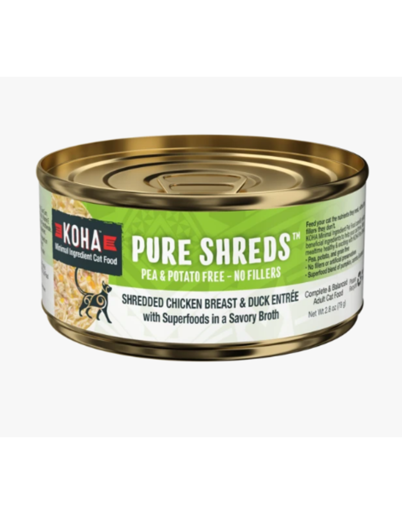 Koha Koha Pure Shreds Canned Cat Food | Chicken & Duck 2.8 oz CASE