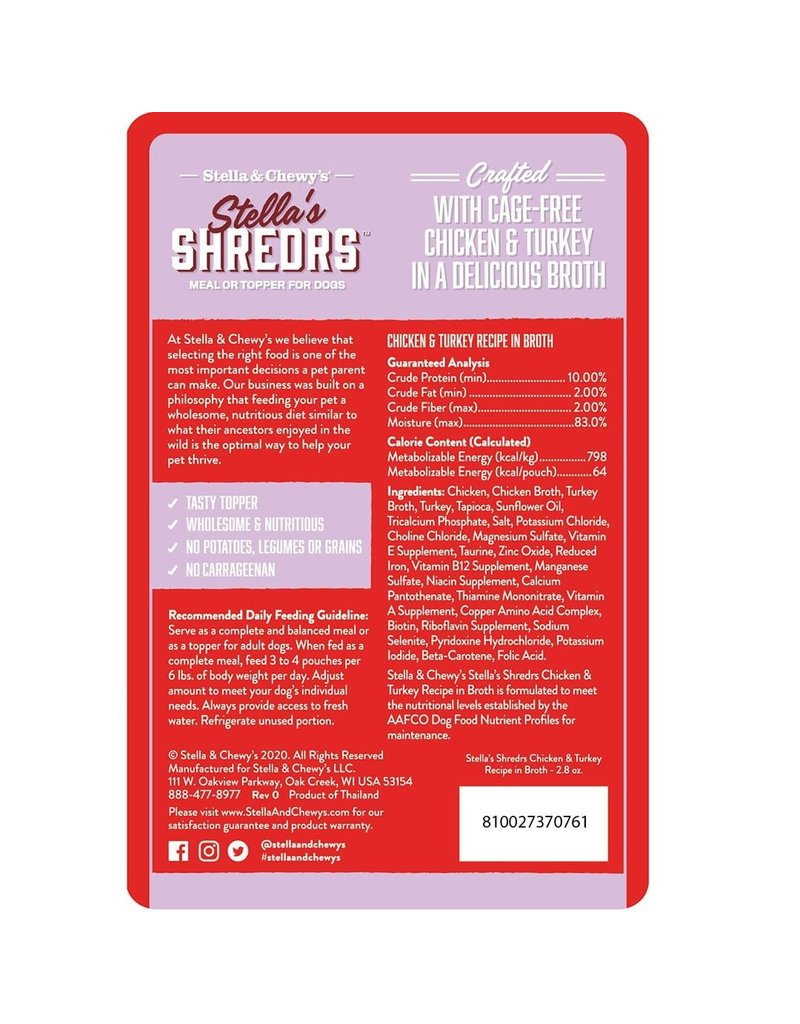 Stella & Chewy's Stella & Chewy's Shredrs Dog Pouches | Chicken & Turkey 2.8 oz single