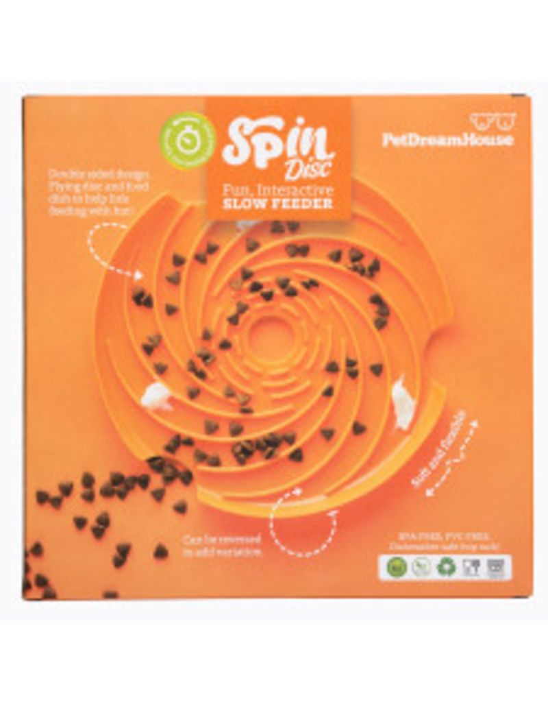 PetDreamHouse Pet Dream House SPIN Interactive Feeder | Lick Frisbee Orange