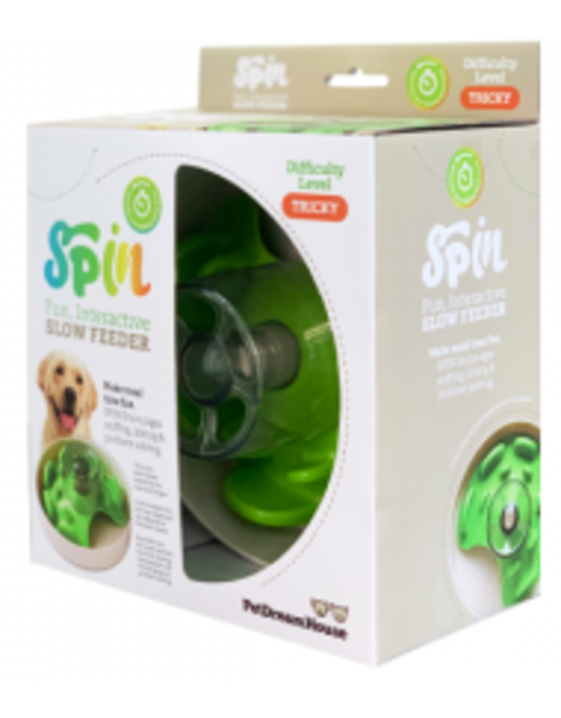 PetDreamHouse Spin Collection Interactive Slow Feeder Bowls for Dogs,  Center Moving Design is Interactive & Interchangeable, for All Dogs &  Puppies GREEN ADVANCED LEVEL