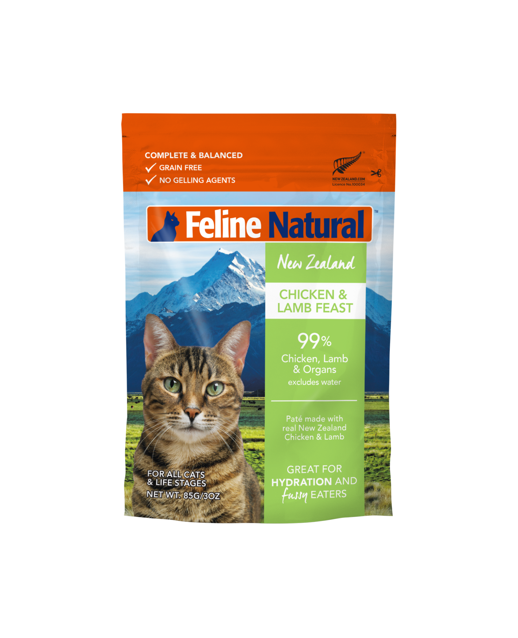 Feline Natural チキンフィースト 320g 2袋 Feline Natural Cat Food Pouches | Chicken & Lamb 3 oz CASE