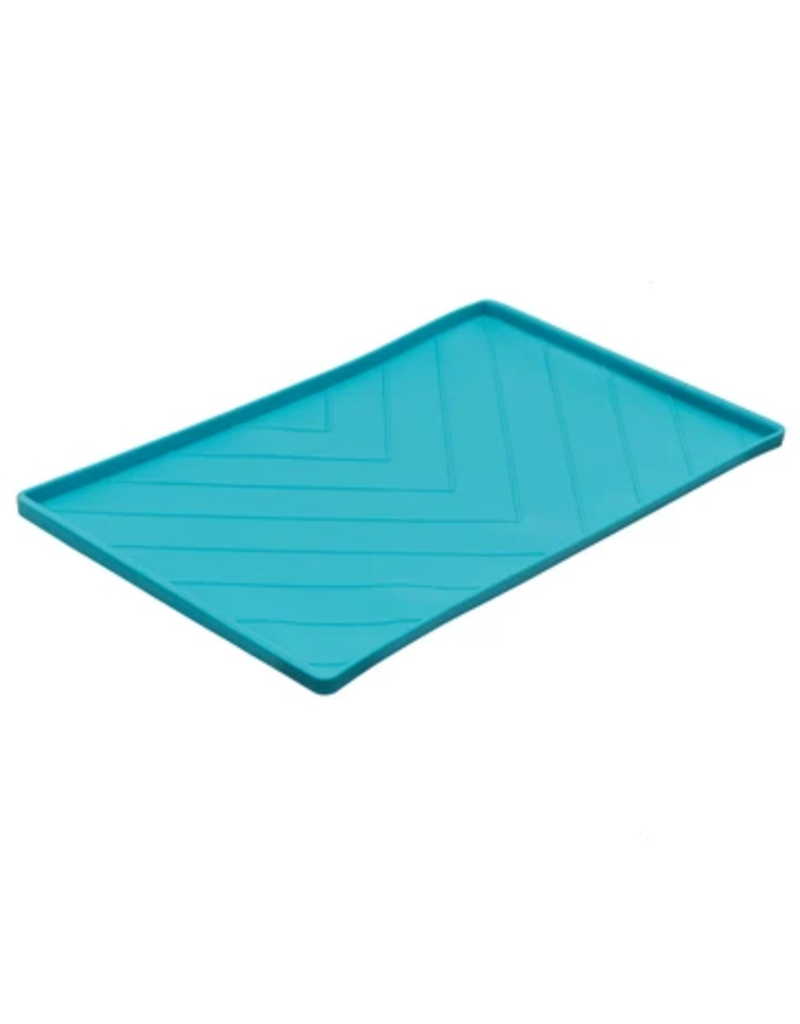 Messy Mutts Messy Mutts Silicone Mat | Medium Framed Food Mat with Raised Edge / Blue 20" x 12"