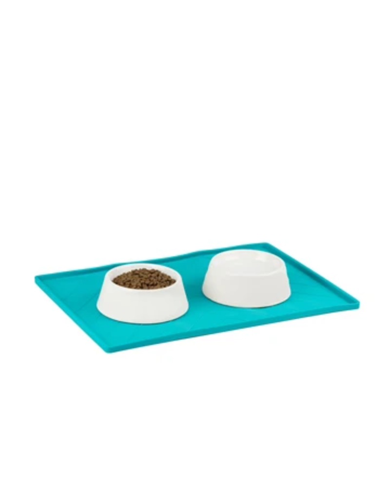 Messy Mutts z Messy Mutts Silicone Mat | Medium Framed Food Mat with Raised Edge / Blue 20" x 12"