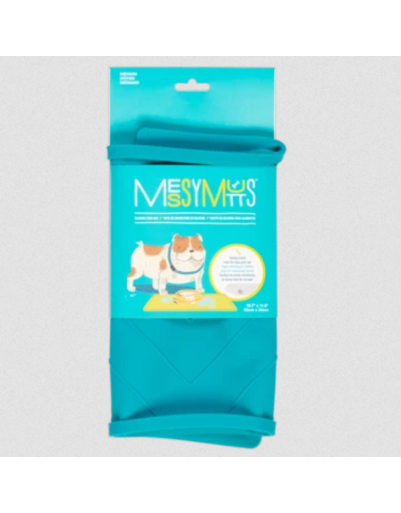 Messy Mutts Messy Mutts Silicone Mat | Medium Framed Food Mat with Raised Edge / Blue 20" x 12"