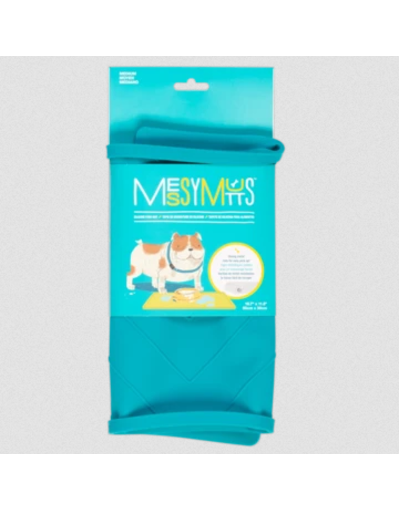 Messy Mutts z Messy Mutts Silicone Mat | Medium Framed Food Mat with Raised Edge / Blue 20" x 12"