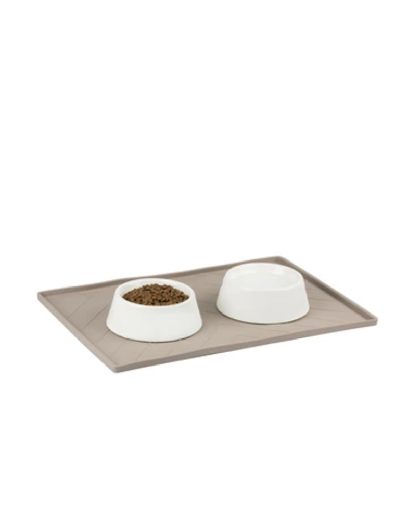 Messy Mutts z Messy Mutts Silicone Mat | Medium Framed Food Mat with Raised Edge / Grey 20" x 12"