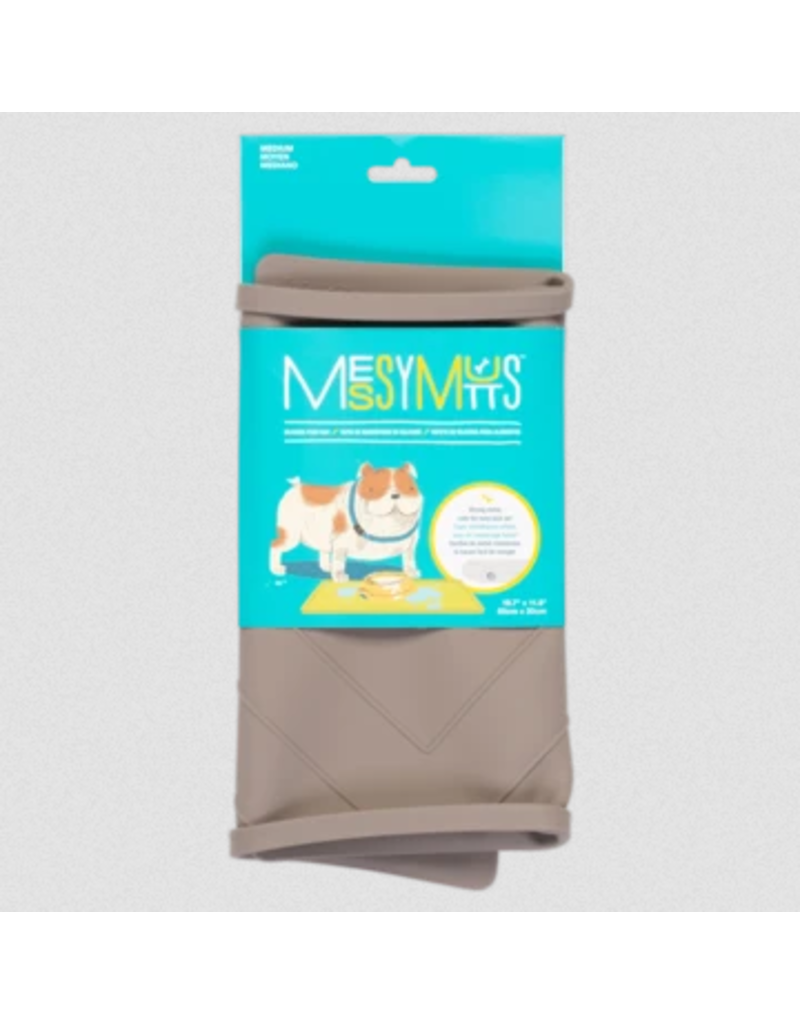Messy Mutts Messy Mutts Silicone Mat | Medium Framed Food Mat with Raised Edge / Grey 20" x 12"