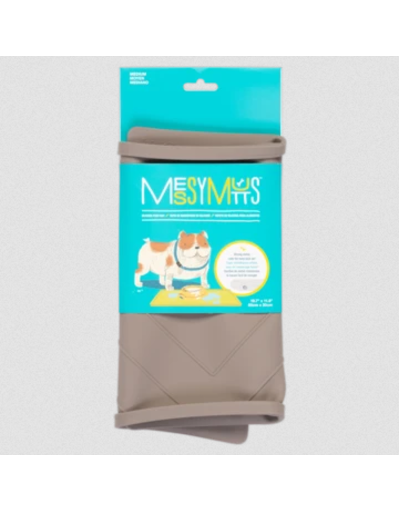 Messy Mutts z Messy Mutts Silicone Mat | Medium Framed Food Mat with Raised Edge / Grey 20" x 12"