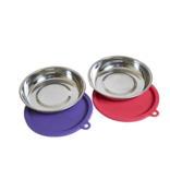 Messy Mutts Messy Cats Stainless Steel Bowl | Cat Food Storage System Box Set / 2 Bowls + 2 Lids