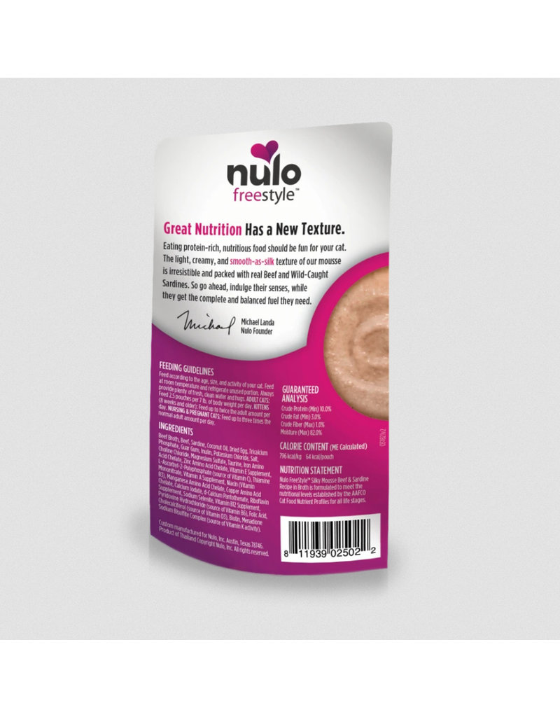Nulo Nulo Silky Mousse Cat Pouches | Beef & Sardine 2.8 oz CASE