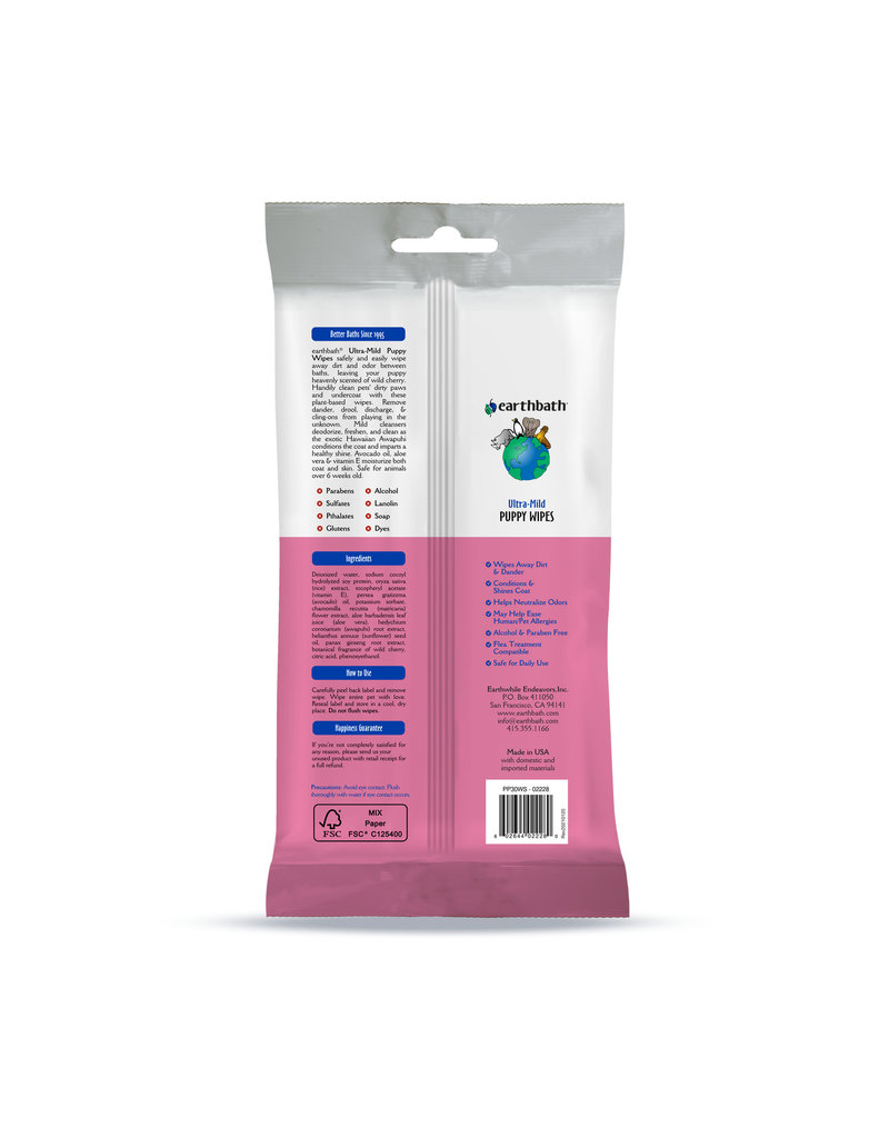 Earthbath DISC/M Earthbath Dog Grooming Wipes | Puppy Wipes Wild Cherry 30 ct