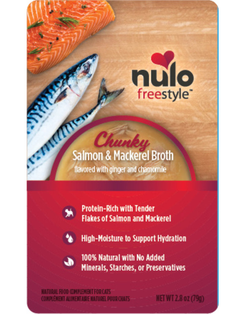 Nulo Nulo Freestyle Cat Food Pouches | Chunky Salmon & Mackerel Broth 2.8 oz single