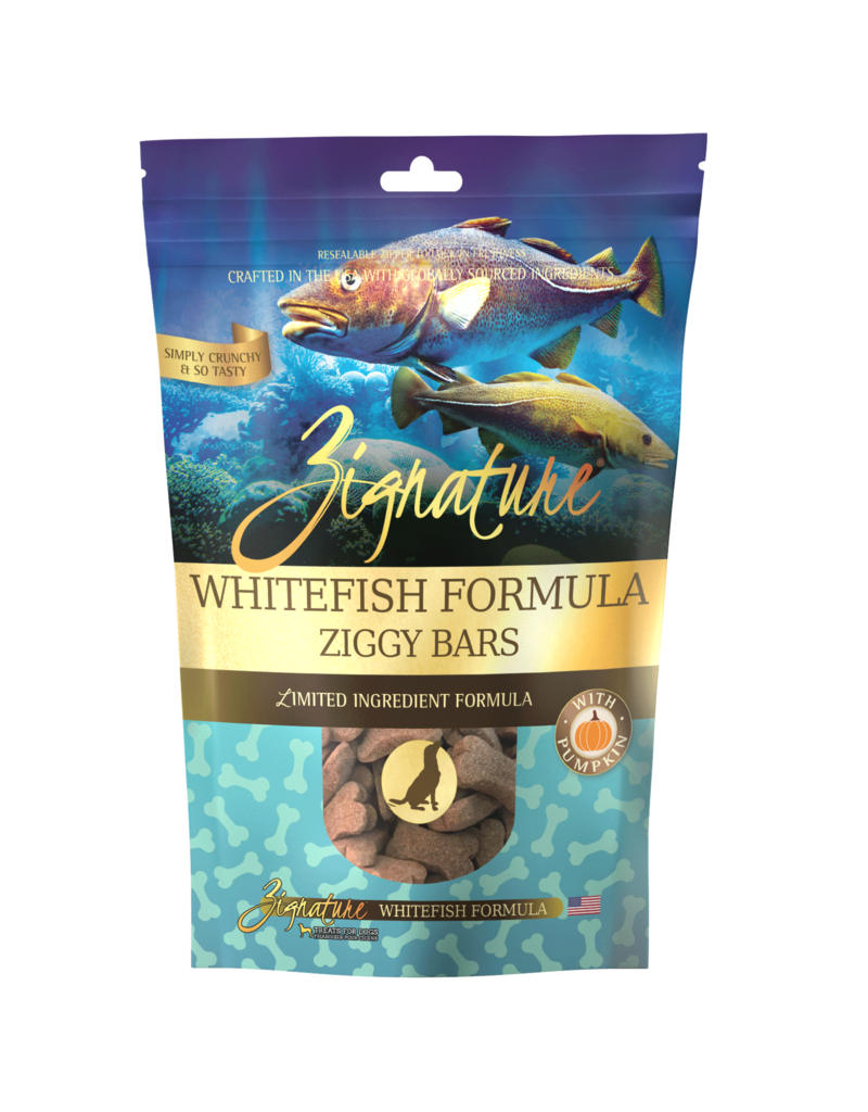 Zignature Zignature Crunchy Dog Treat | Whtiefish Formula Ziggy Bars 12 oz
